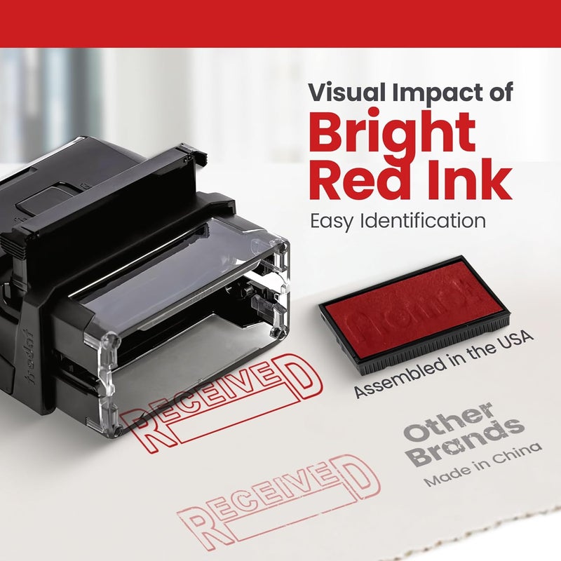 Promot Received Self Inking Rubber Stamp - Refillable Received Stamper - Business, Bookkeeping, Ordering, Accounting, Work, Office Stamps - Red Ink - Image 4